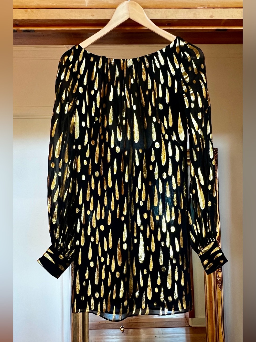 Milly of New York open back gold thread dress size 2